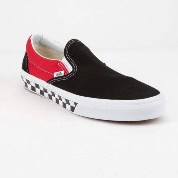 vans racing red slip on
